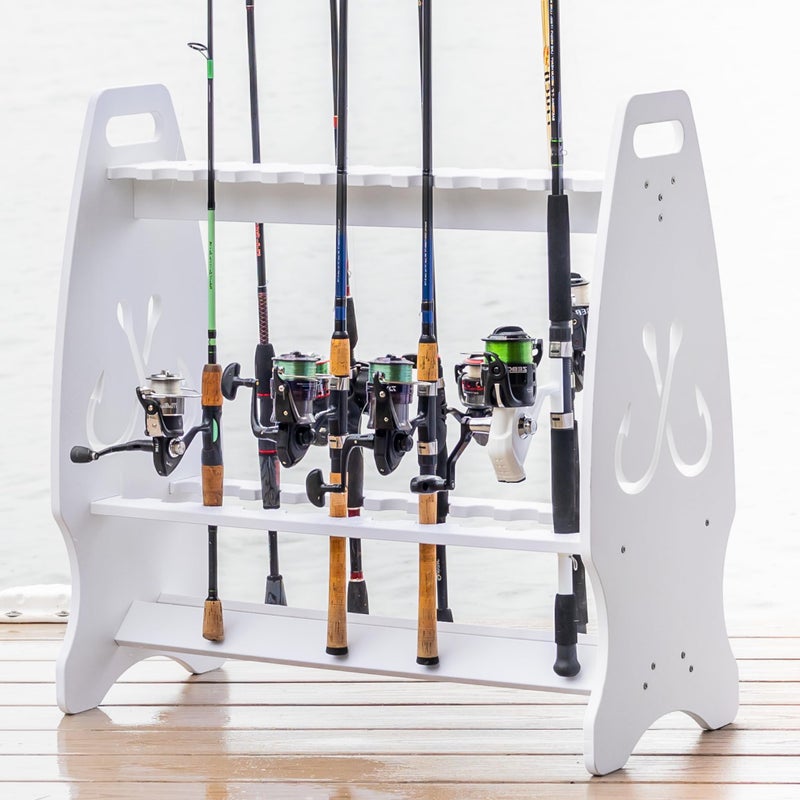 StoreYourBoard Marlin Fishing Pole Rack, Holds 24 Fishing Rods and Reels, Weather-resistant, Garage & Outdoor Fishing Rod Holder - Image 1